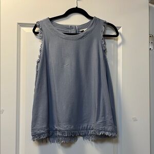 Umgee Blue Tank Top with Frayed Hem